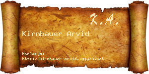 Kirnbauer Arvid névjegykártya
